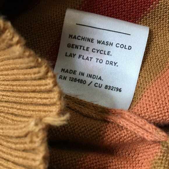 PACT Organic Cotton Striped Sweater M Autumn Cozy 70s Throwback Earth Tone Crew - Picture 9 of 9